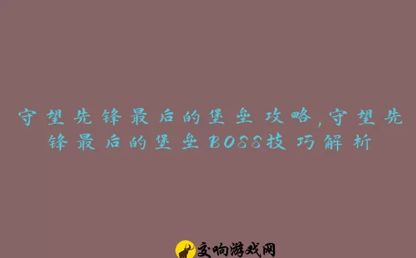 守望先锋最后的堡垒攻略,守望先锋最后的堡垒BOSS技巧解析