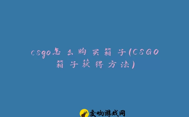 csgo怎么购买箱子(CSGO箱子获得方法)