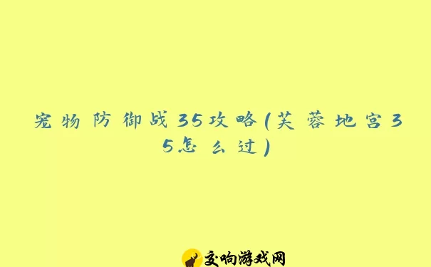 宠物防御战35攻略(芙蓉地宫35怎么过)