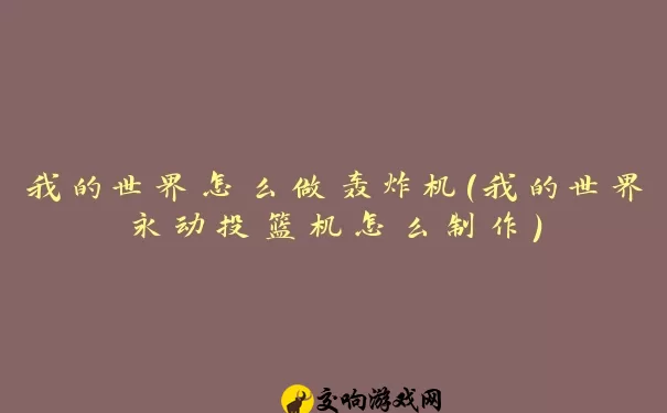 我的世界怎么做轰炸机(我的世界永动投篮机怎么制作)