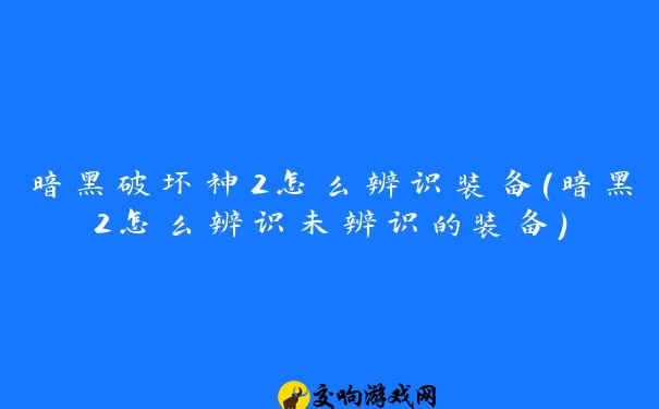 暗黑破坏神2怎么辨识装备(暗黑2怎么辨识未辨识的装备)