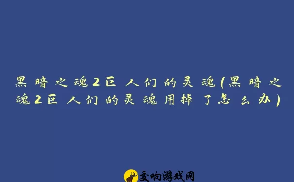 黑暗之魂2巨人们的灵魂(黑暗之魂2巨人们的灵魂用掉了怎么办)