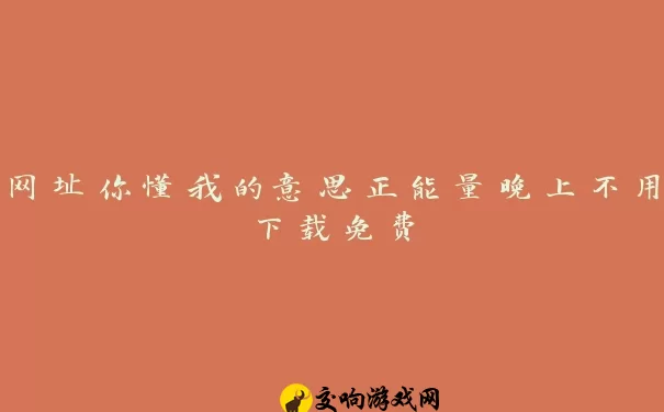 网址你懂我的意思正能量晚上不用下载免费