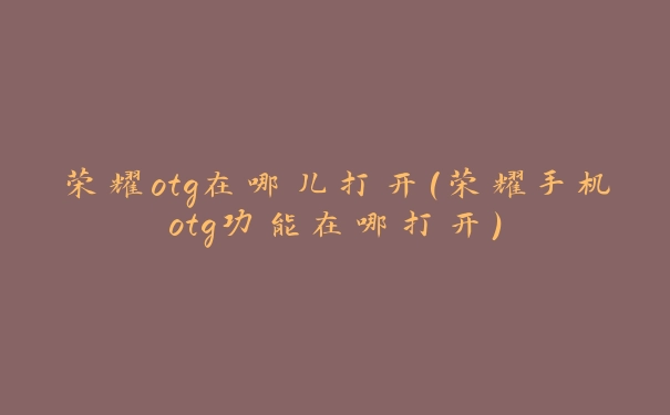 荣耀otg在哪儿打开(荣耀手机otg功能在哪打开)