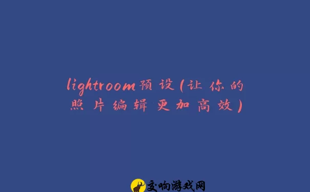 lightroom预设（让你的照片编辑更加高效）