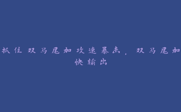 抓住双马尾加攻速暴击，双马尾加快输出