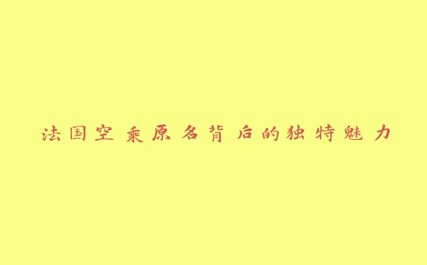 法国空乘原名背后的独特魅力