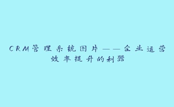 CRM管理系统图片——企业运营效率提升的利器