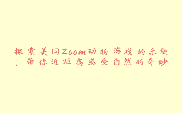 探索美国Zoom动物游戏的乐趣，带你近距离感受自然的奇妙