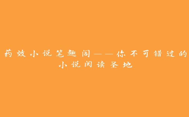 药效小说笔趣阁——你不可错过的小说阅读圣地