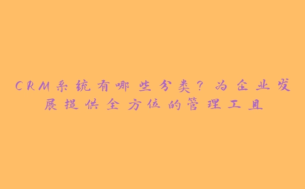 CRM系统有哪些分类？为企业发展提供全方位的管理工具