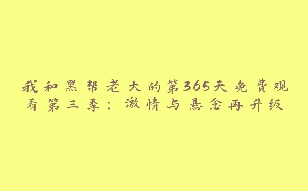 我和黑帮老大的第365天免费观看第三季：激情与悬念再升级