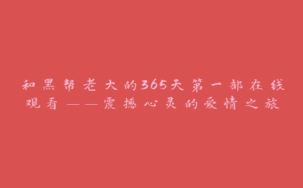 和黑帮老大的365天第一部在线观看——震撼心灵的爱情之旅