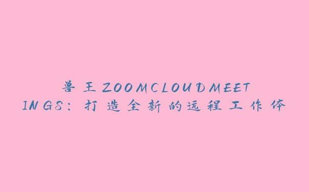 兽王ZOOMCLOUDMEETINGS：打造全新的远程工作体验