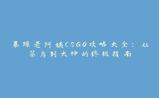 暴躁老阿姨CSGO攻略大全：从菜鸟到大神的终极指南