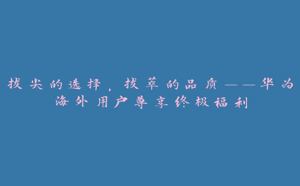 拔尖的选择，拔萃的品质——华为海外用户尊享终极福利