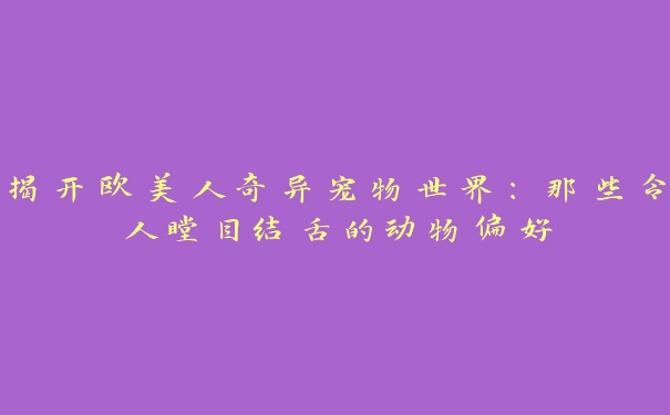 揭开欧美人奇异宠物世界：那些令人瞠目结舌的动物偏好