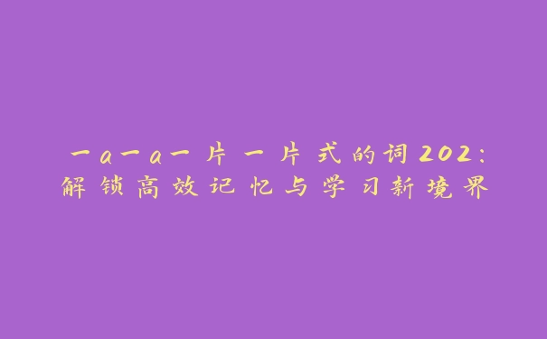 一a一a一片一片式的词202：解锁高效记忆与学习新境界