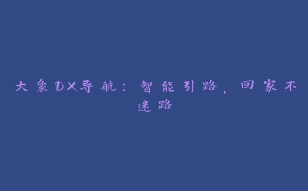 大象DX导航：智能引路，回家不迷路