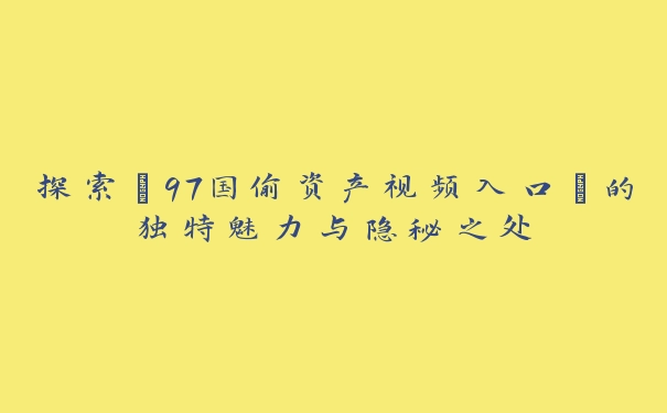 探索“97国偷资产视频入口”的独特魅力与隐秘之处