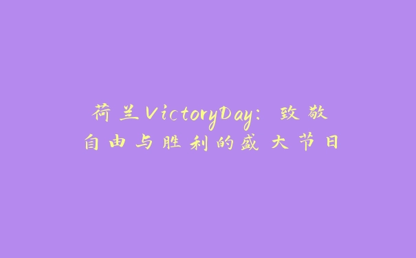 荷兰VictoryDay：致敬自由与胜利的盛大节日